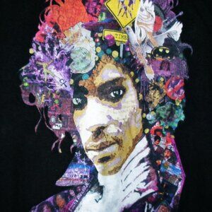 prince vintage 1990s psychedelic face m tee - purple rain r&b rock controversy